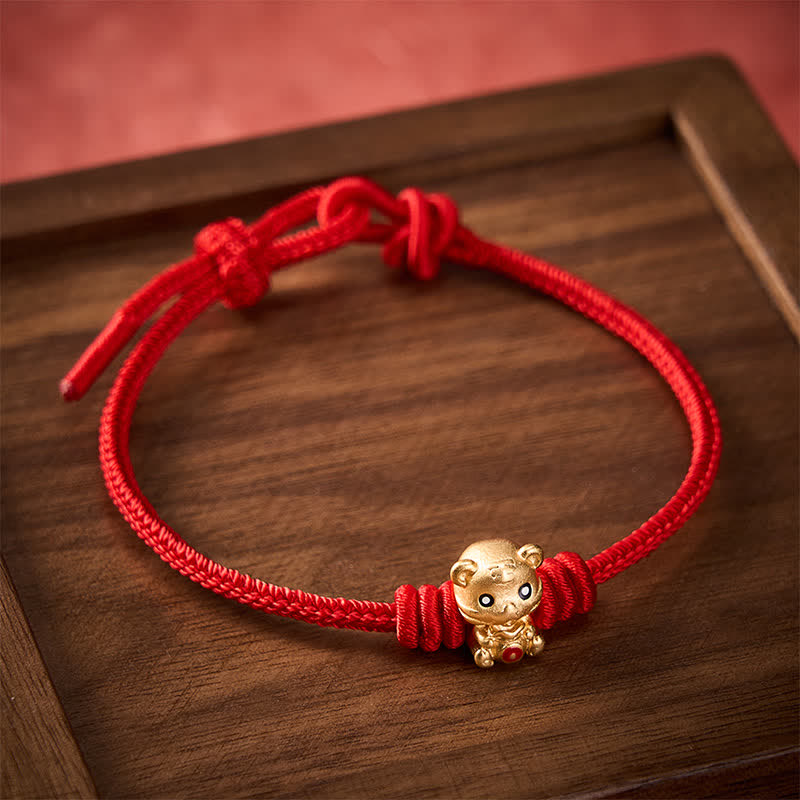 Tiger Money Bag Red String Luck Braided Rope Bracelet