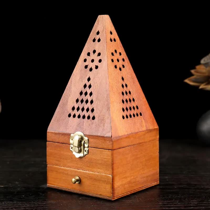 Natural Wood Square Ritual Box Purification Incense Burner
