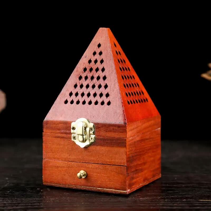Natural Wood Square Ritual Box Purification Incense Burner
