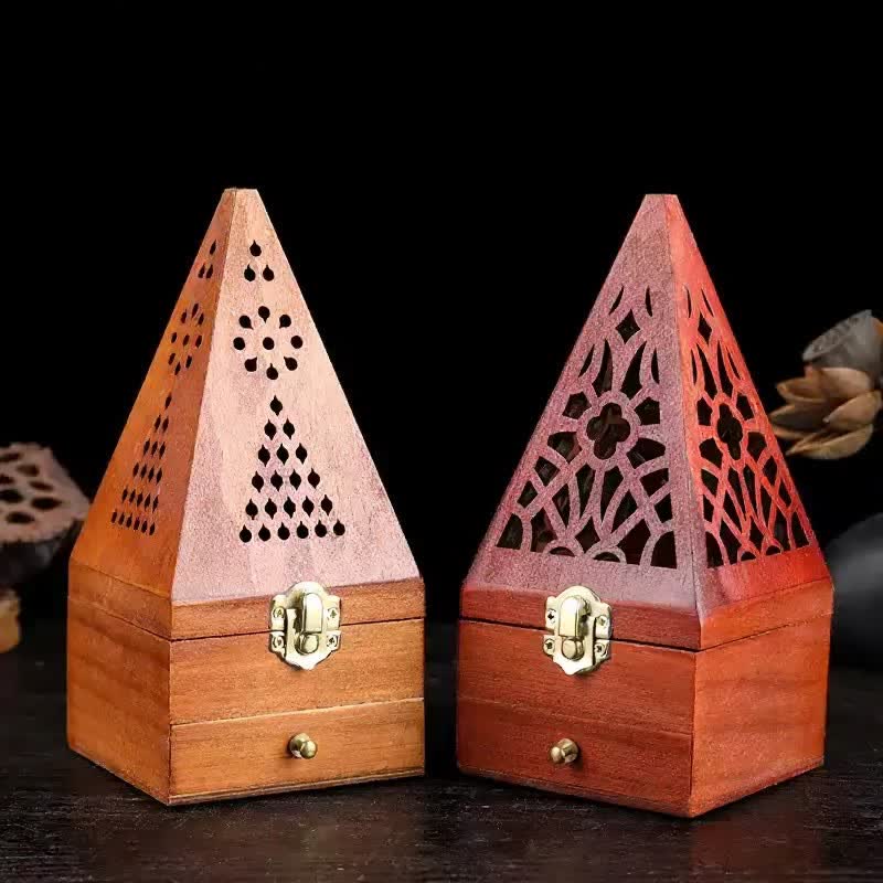 Natural Wood Square Ritual Box Purification Incense Burner