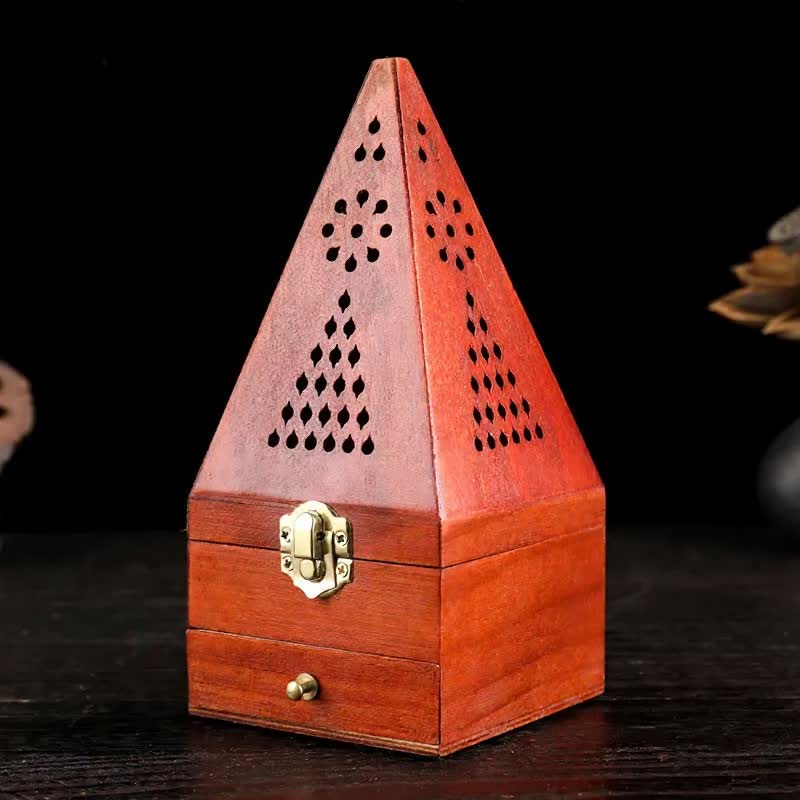 Natural Wood Square Ritual Box Purification Incense Burner