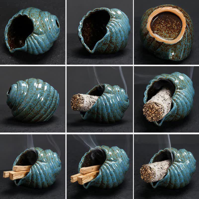 Ceramic Shankha Purification Conch Shell Incense Burners