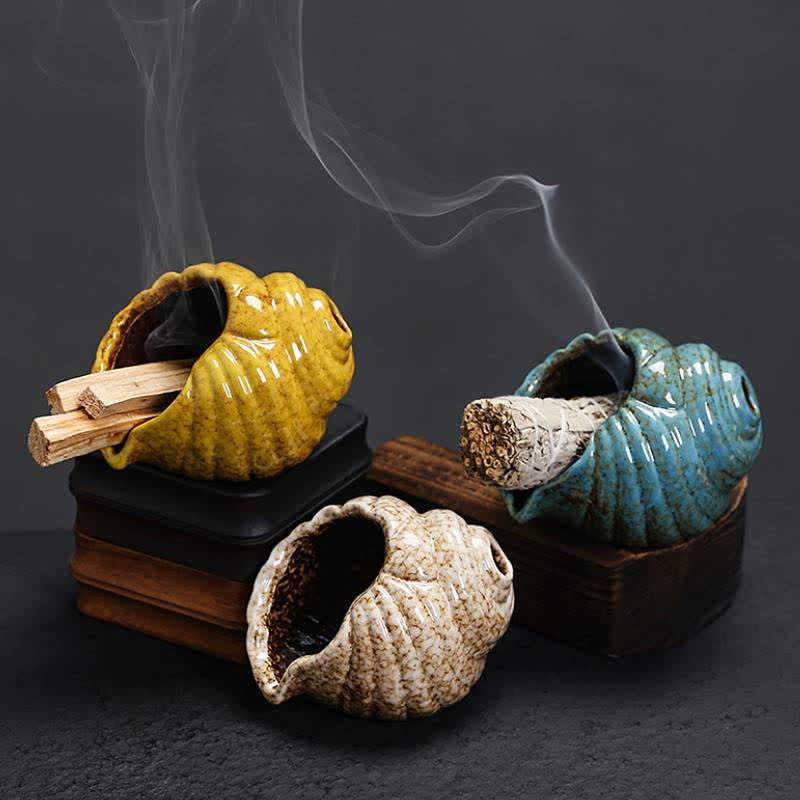 Ceramic Shankha Purification Conch Shell Incense Burners