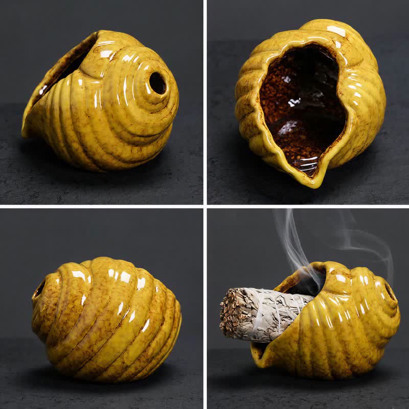 Ceramic Shankha Purification Conch Shell Incense Burners