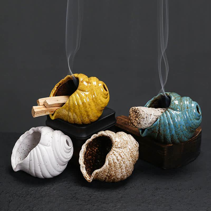 Ceramic Shankha Purification Conch Shell Incense Burners