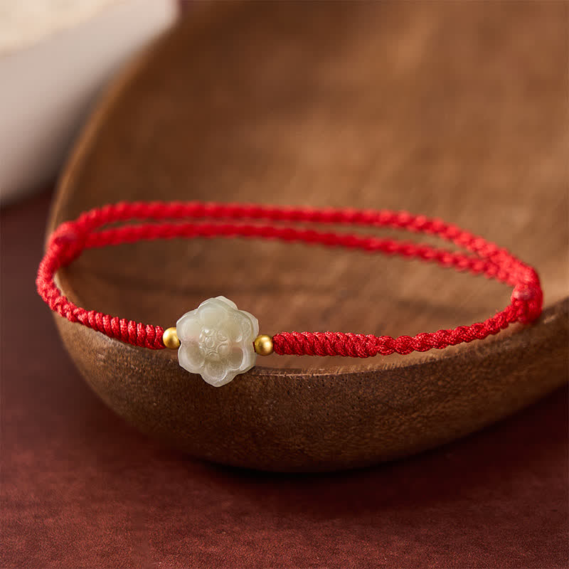 Natural Hetian Jade Peach Blossom Love Bead Bracelet