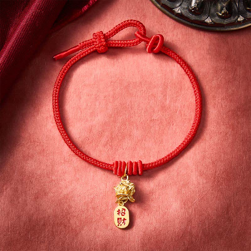 Copper Pi Xiu Fu Character Red String Wealth Bracelet
