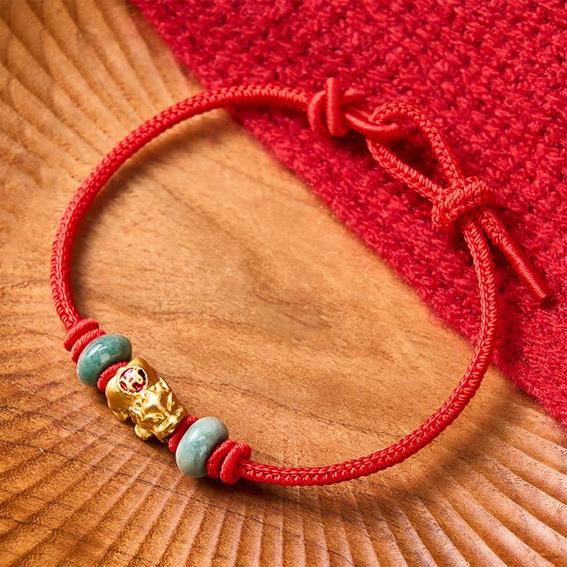 Alloy Pi Xiu Chinese Coin Red String Wealth Bracelet