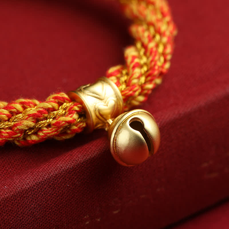 Hand-Woven Tibetan Om Mani Padme Hum Wisdom Bell Charm Multicolor Rope Bracelet
