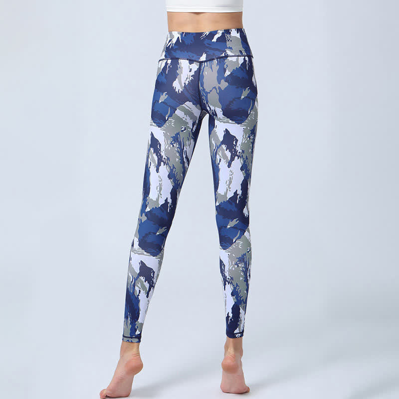 Flowers Leaves Print Sports Fitness Yoga High Waist Leggings Women's Yoga Pants