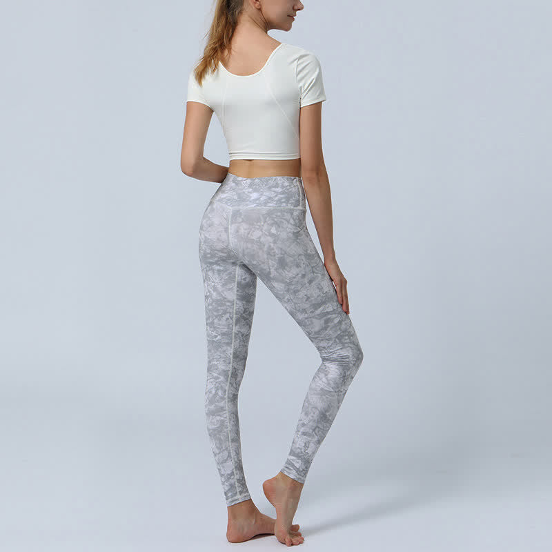Flowers Leaves Print Sports Fitness Yoga High Waist Leggings Women's Yoga Pants