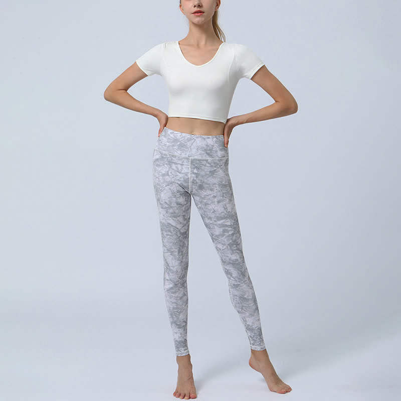 Flowers Leaves Print Sports Fitness Yoga High Waist Leggings Women's Yoga Pants