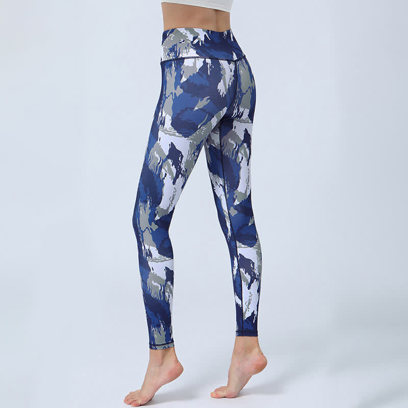 Flowers Leaves Print Sports Fitness Yoga High Waist Leggings Women's Yoga Pants