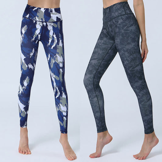 Flowers Leaves Print Sports Fitness Yoga High Waist Leggings Women's Yoga Pants