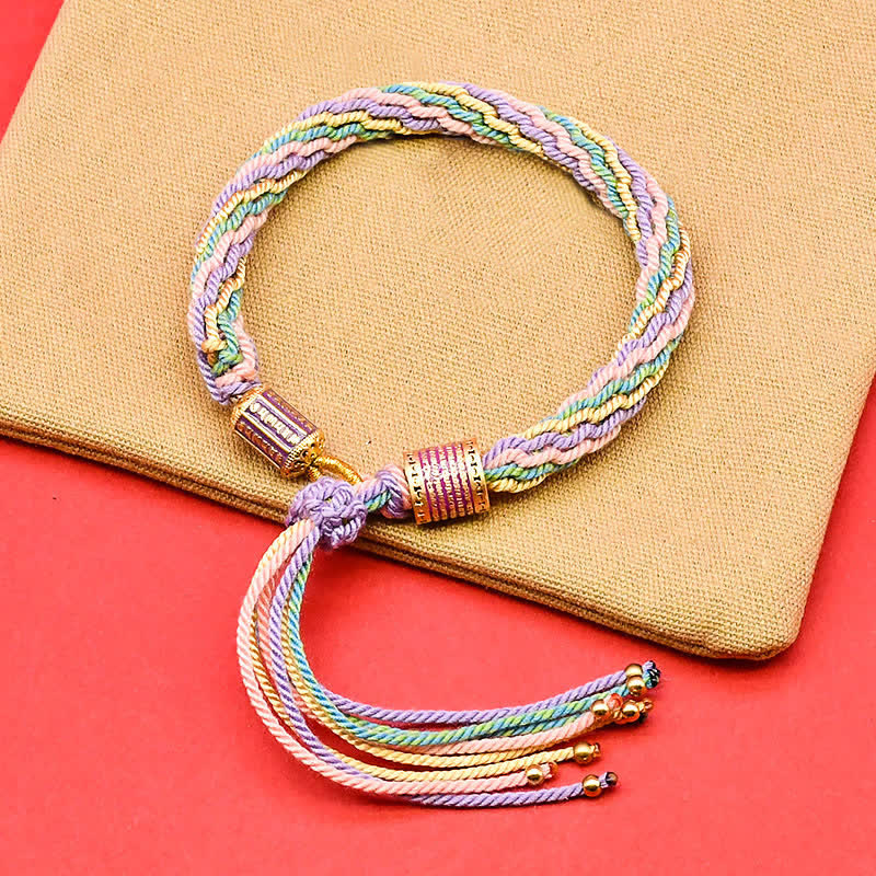 Tibetan Enamel Colorful Tassel Rope Bracelet
