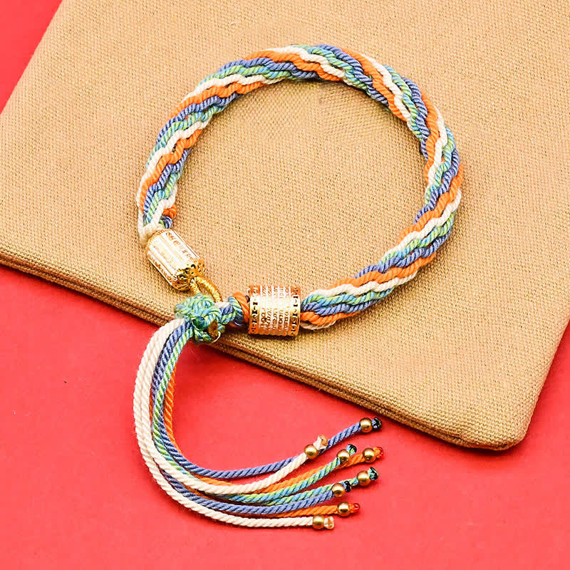 Tibetan Enamel Colorful Tassel Rope Bracelet