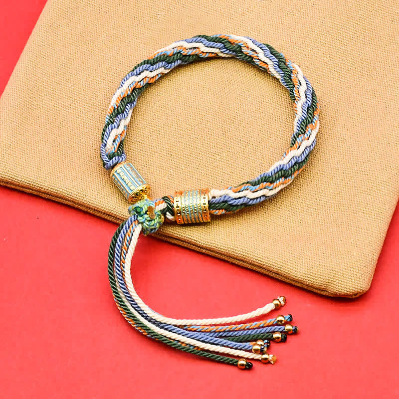 Tibetan Enamel Colorful Tassel Rope Bracelet