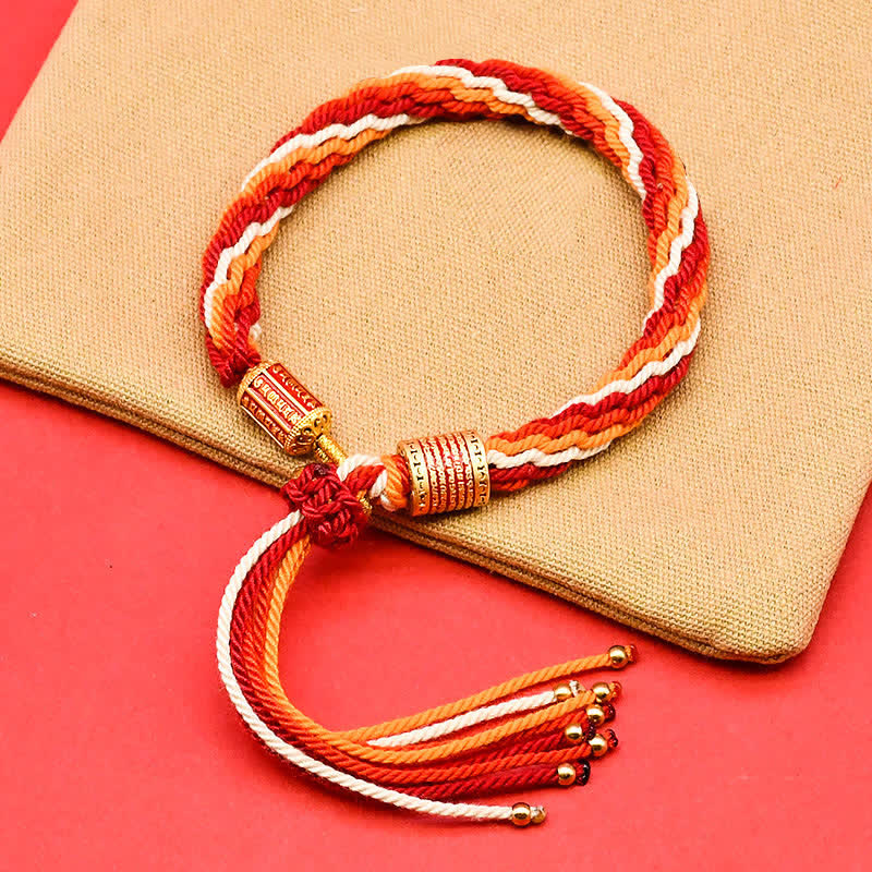 Tibetan Enamel Colorful Tassel Rope Bracelet
