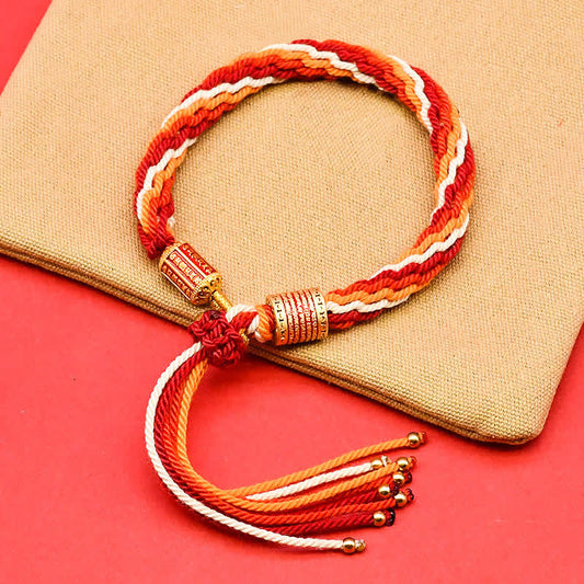 Tibetan Enamel Colorful Tassel Rope Bracelet