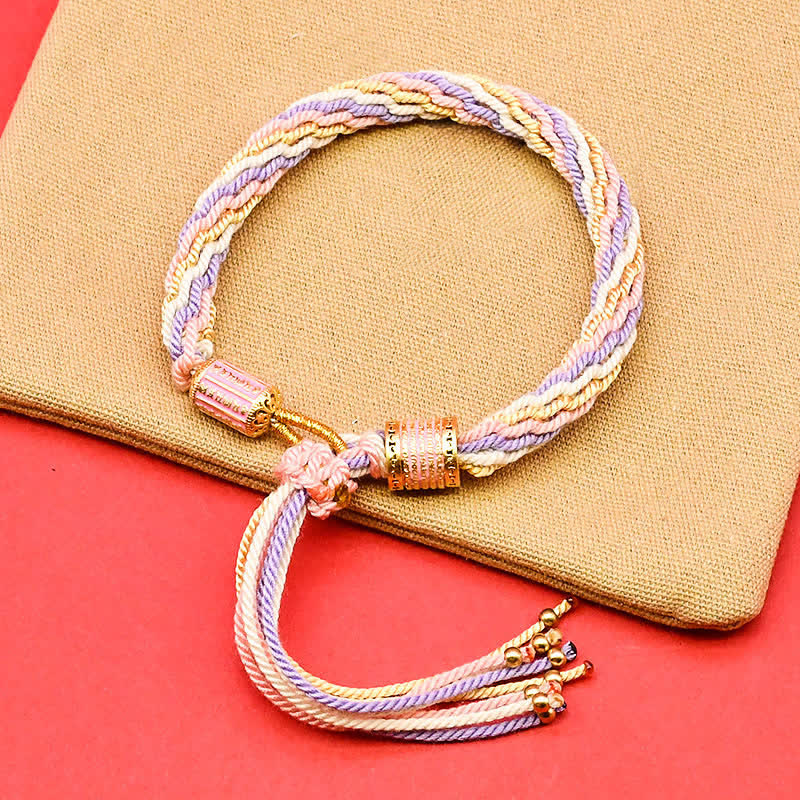 Tibetan Enamel Colorful Tassel Rope Bracelet