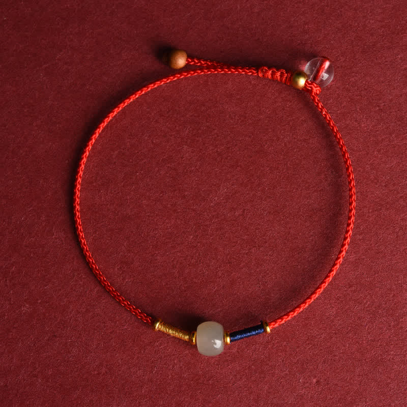Adjustable Jade Round Bead Red String Harmony Bracelet Anklet