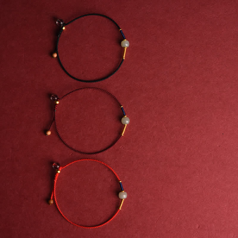 Adjustable Jade Round Bead Red String Harmony Bracelet Anklet