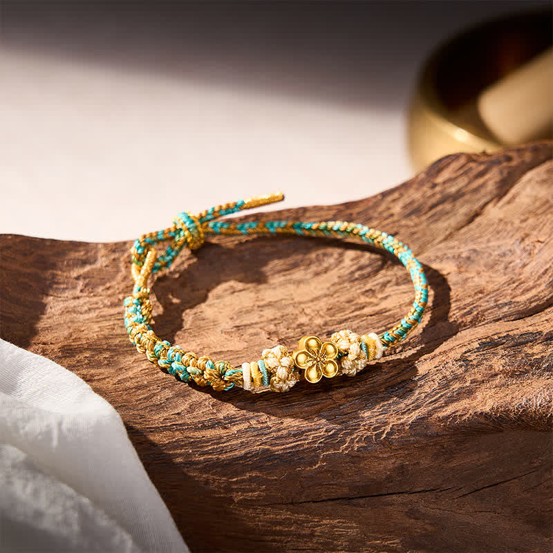 Hand-Woven Multicolor Peach Blossom Protection Rope Bracelet