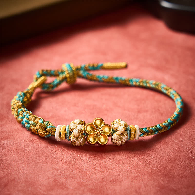 Hand-Woven Multicolor Peach Blossom Protection Rope Bracelet