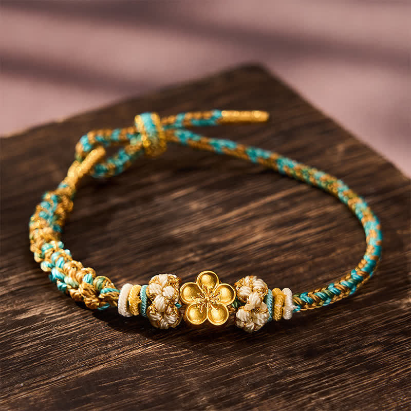 Hand-Woven Multicolor Peach Blossom Protection Rope Bracelet