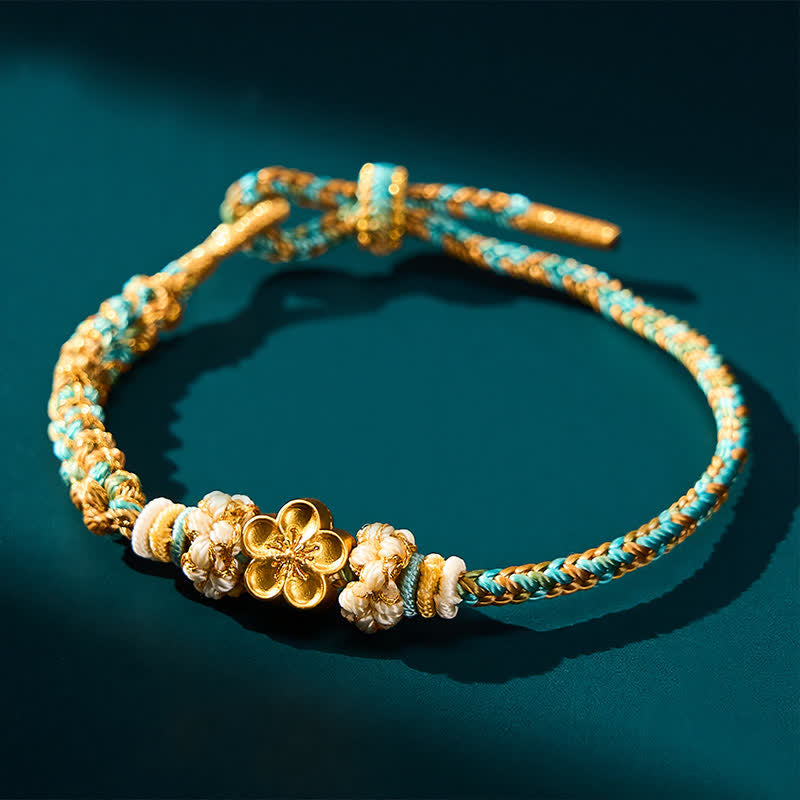 Hand-Woven Multicolor Peach Blossom Protection Rope Bracelet