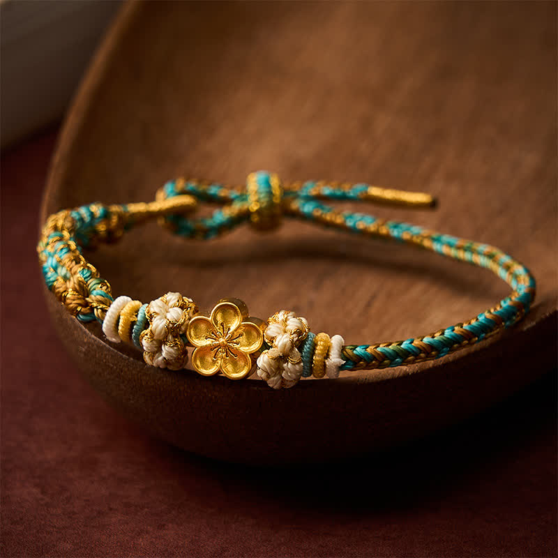Hand-Woven Multicolor Peach Blossom Protection Rope Bracelet