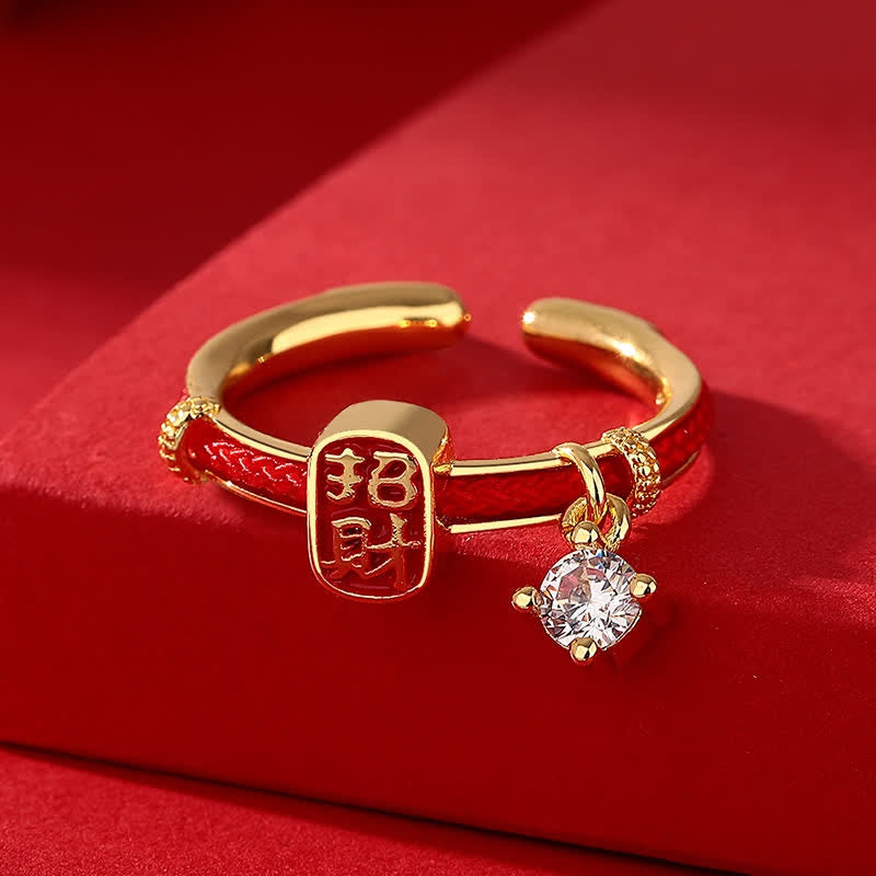 Copper Alloy Red String Lucky Wealth Charm Ring