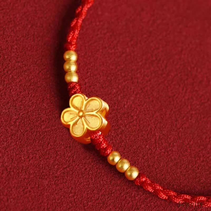 Adjustable Red String Gold Flower Protection Bracelet