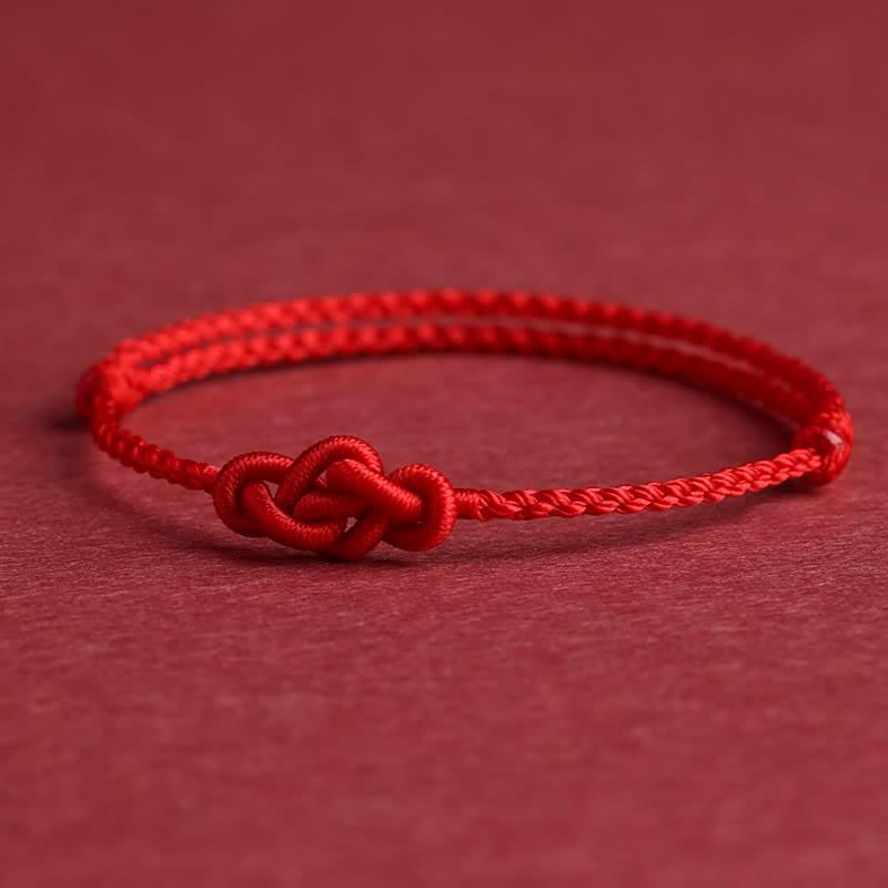 Minimalist Red String Chinese Knotting Prosperity Bracelet Anklet