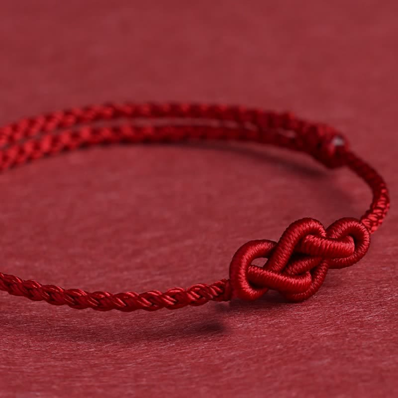 Minimalist Red String Chinese Knotting Prosperity Bracelet Anklet