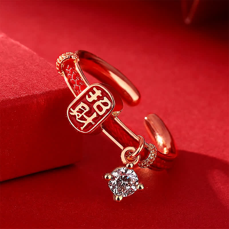 Copper Alloy Red String Lucky Wealth Charm Ring