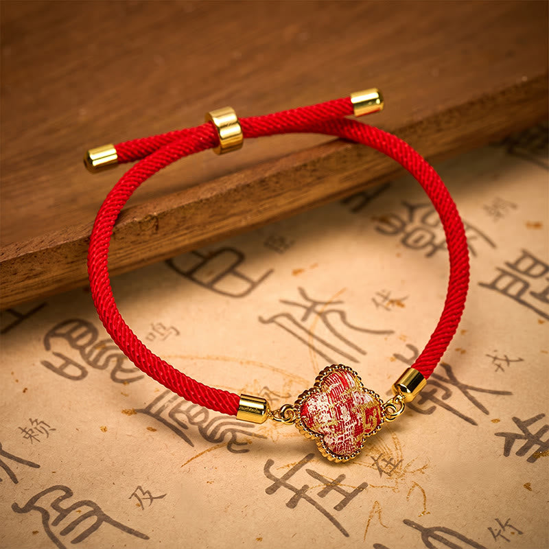 Red String Song Brocade Four-leaf Clover Luck Bracelet
