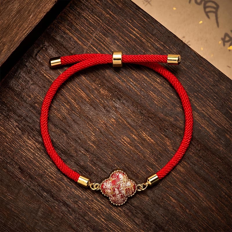 Red String Song Brocade Four-leaf Clover Luck Bracelet