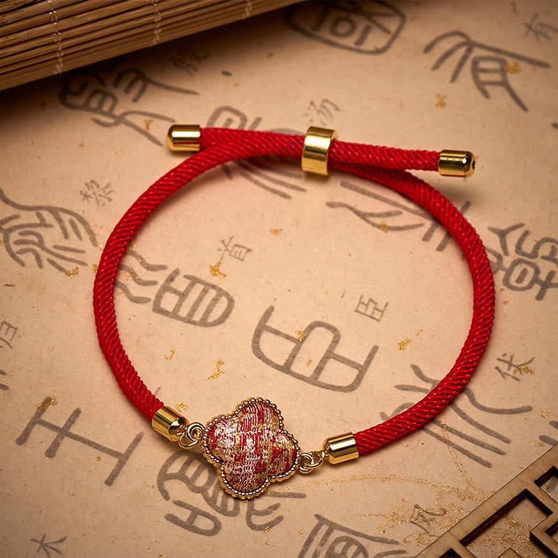 Red String Song Brocade Four-leaf Clover Luck Bracelet