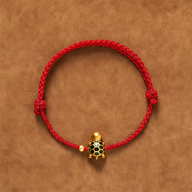 Handmade Turtle Luck Braided Red String Bracelet