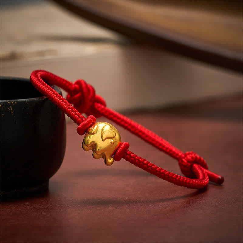 Red String Elephant Copper Protection Bracelet