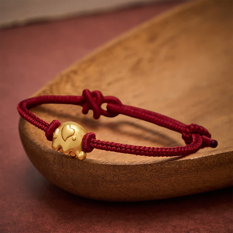 Red String Elephant Copper Protection Bracelet