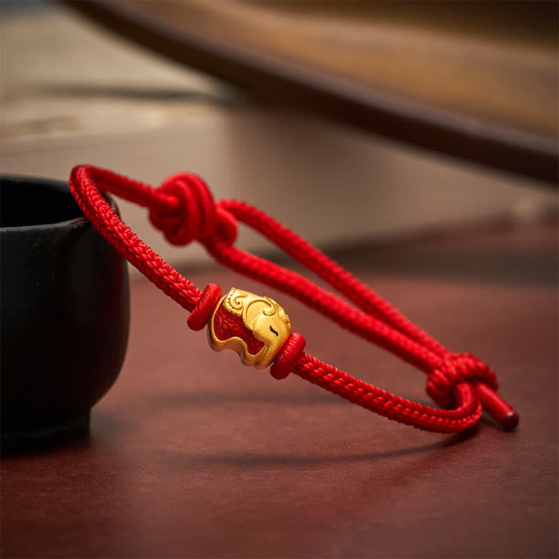 Red String Elephant Copper Faith Bracelet