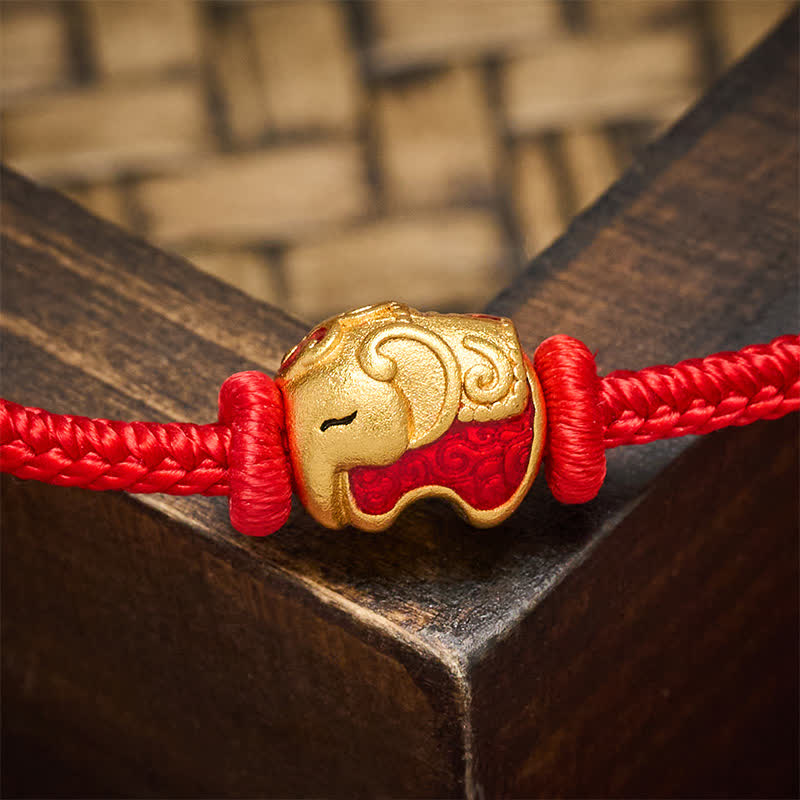 Red String Elephant Copper Faith Bracelet