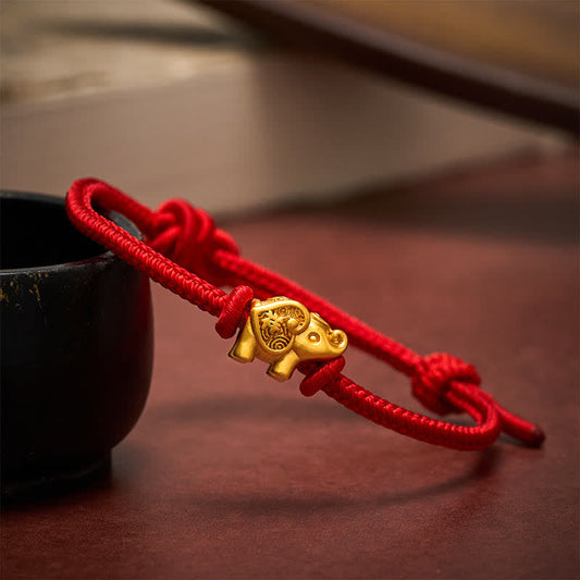 Elephant Red String Copper Strength Bracelet