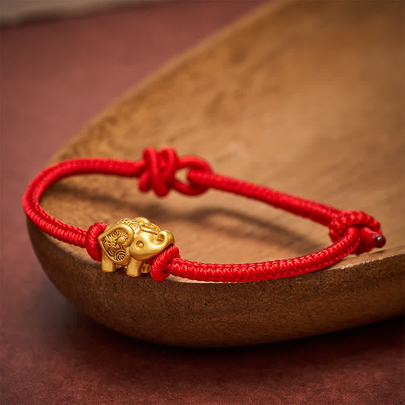 Elephant Red String Copper Strength Bracelet