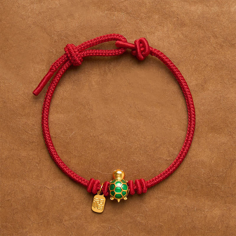 Fu Character Turtle Red String Fortune Bracelet