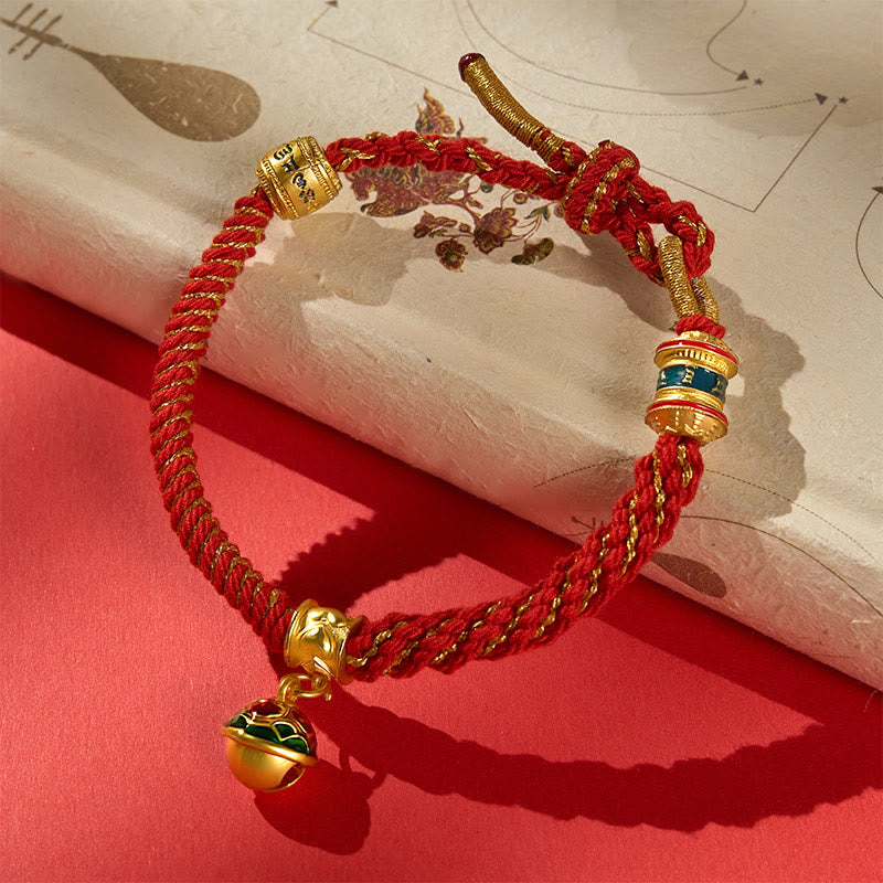 Copper Enamel Bell Wisdom Tibetan Rope Bracelet