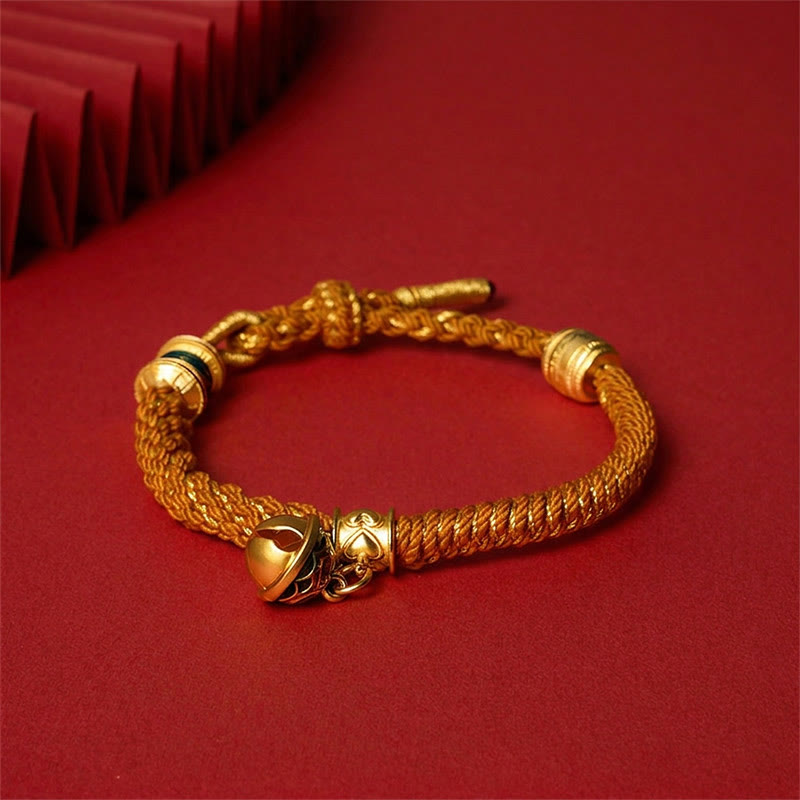 Copper Enamel Bell Wisdom Tibetan Rope Bracelet