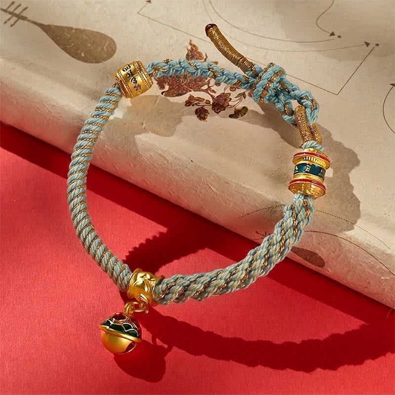Copper Enamel Bell Wisdom Tibetan Rope Bracelet
